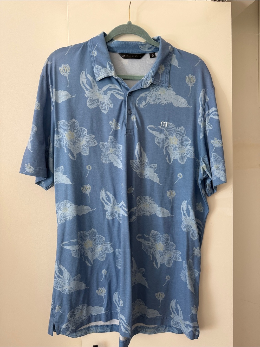 Travis Mathew Blue Floral Polo